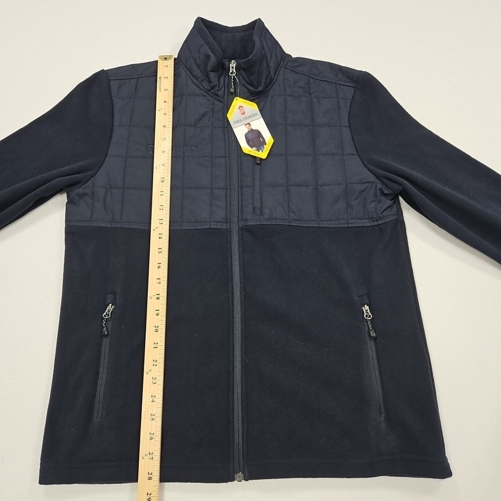 Free Country Jacket‎ Mens M Dark Navy Knit Fleece Overlay Full Zip Quilted - Picture 8 of 9